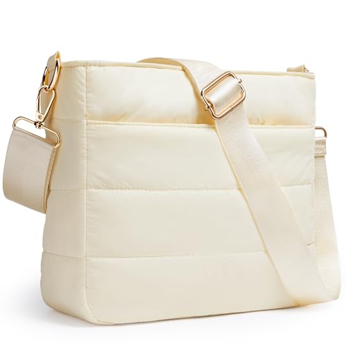 LOTEZAVAV Handtasche Damen Tasche Tote Bag Puffer Bag Shopper Groß Umhängetasche Puffect Hobo Schultertasche Stepptasche (Beige) von LOTEZAVA