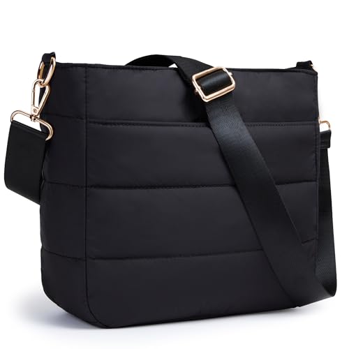 LOTEZAVAV Handtasche Damen Tasche Tote Bag Puffer Bag Shopper Groß Umhängetasche Puffect Hobo Schultertasche Stepptasche (Black) von LOTEZAVA