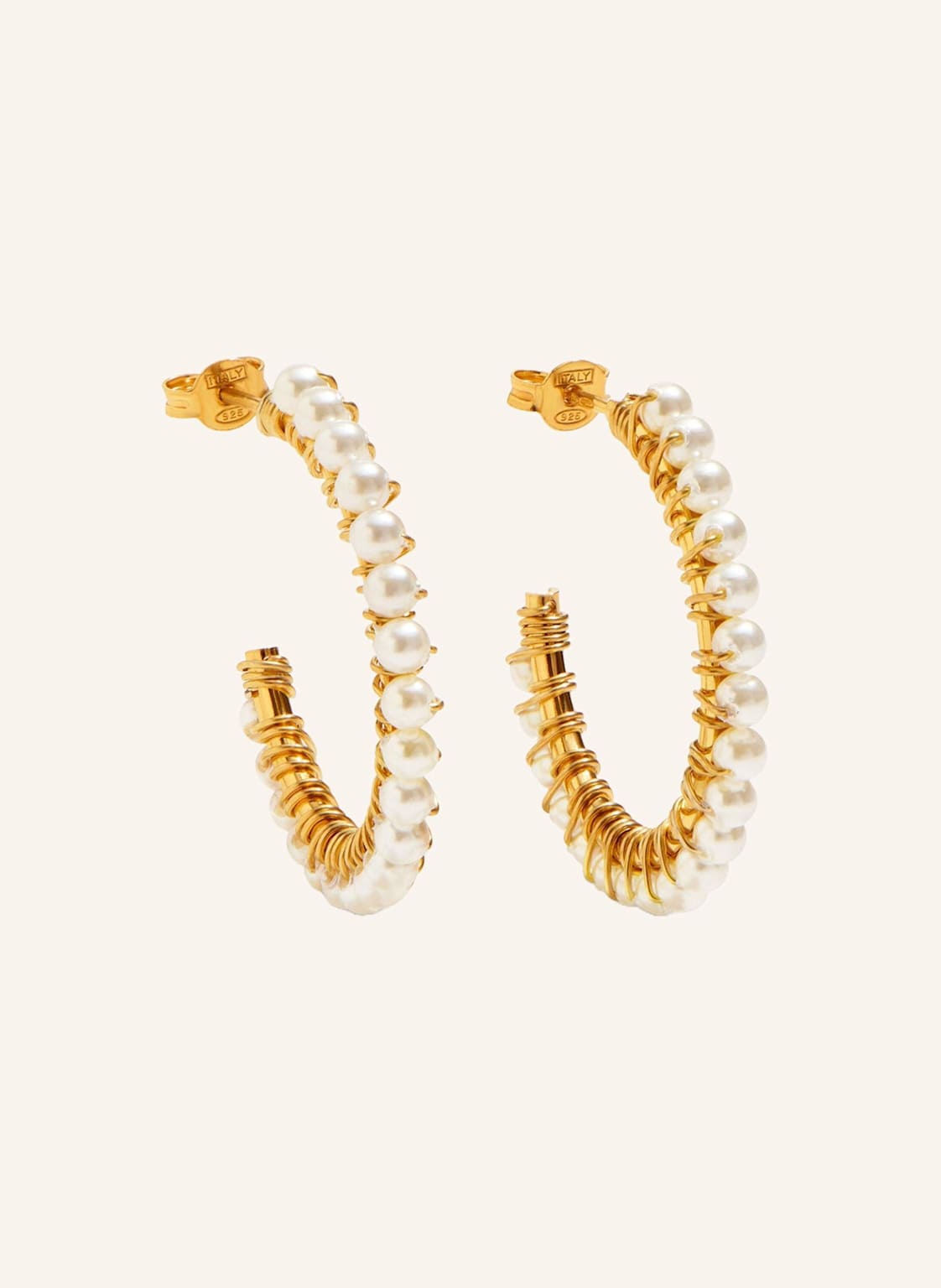 Lott.Gioielli Ohrhänger Earring Hoop With Pearls By Glambou gold von LOTT.gioielli