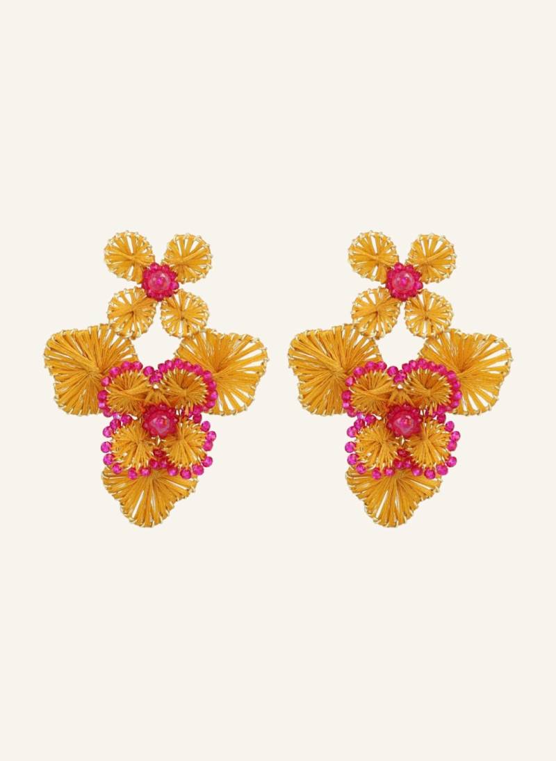 Lott.Gioielli Ohrhänger Debby Double Flower L Orange/Fuchsia By Glambou orange von LOTT.gioielli