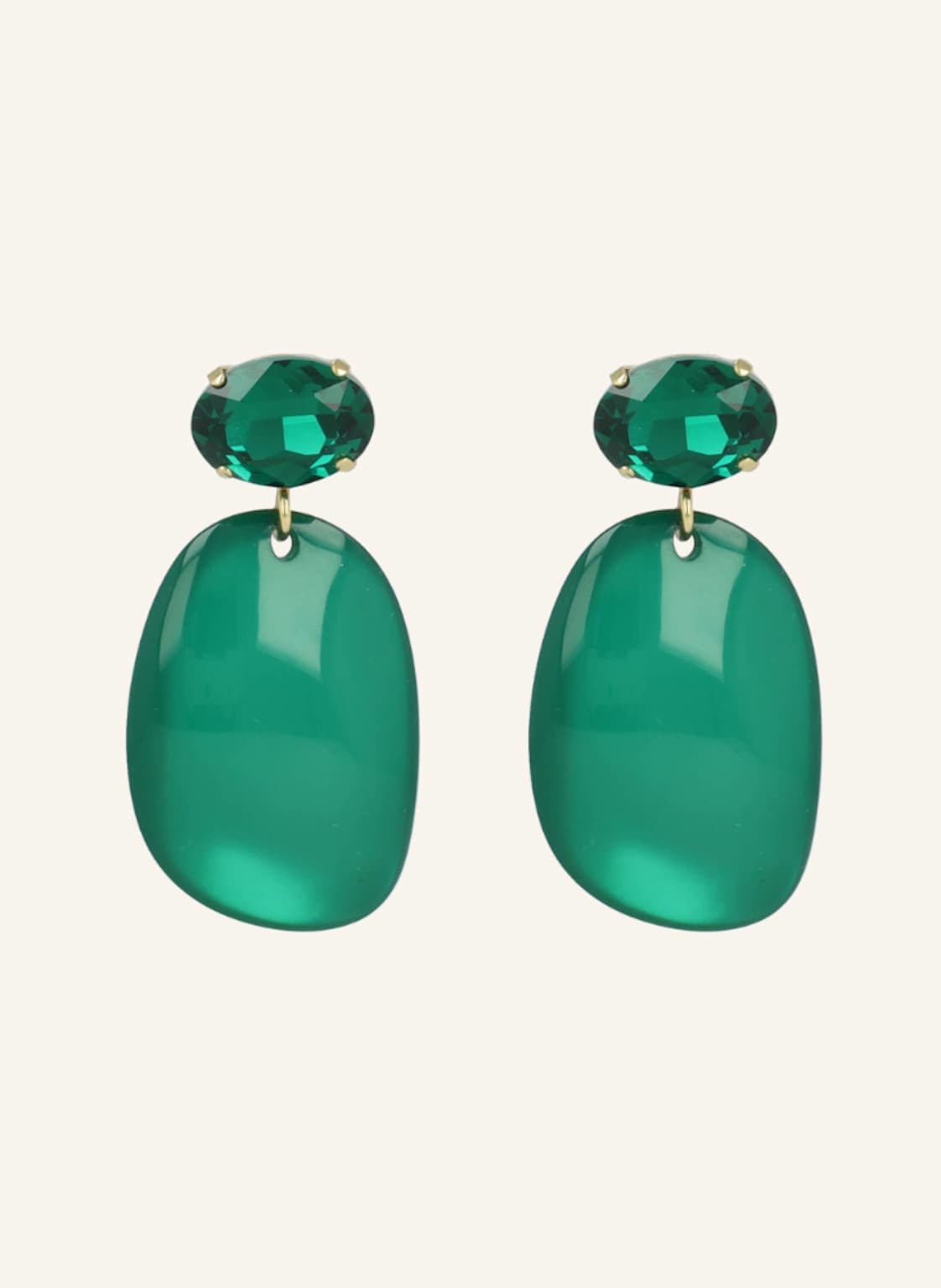Lott.Gioielli Ohrringe Aurora Asymmetric Oval L Emerald By Glambou gold von LOTT.gioielli