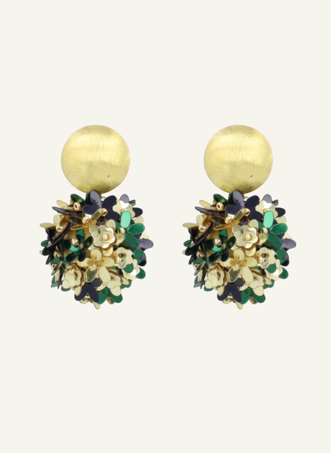 Lott.Gioielli Ohrringe Daisy Sequin Flower Globe M Emerald By Glambou gold von LOTT.gioielli