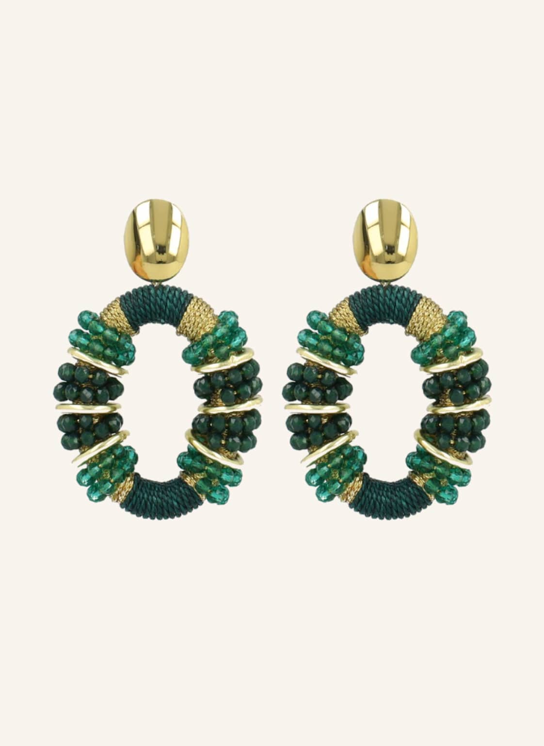 Lott.Gioielli Ohrringe Elle Combi Oval Deluxe M Emerald By Glambou gold von LOTT.gioielli