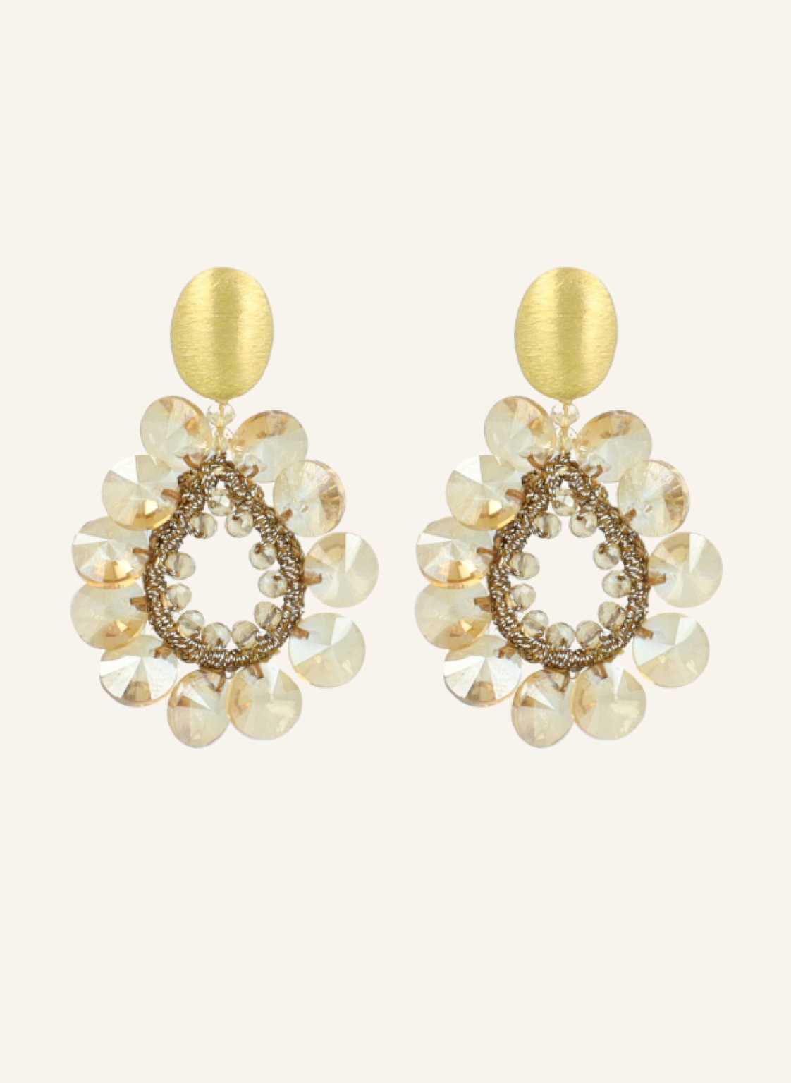 Lott.Gioielli Ohrringe Susan Flower Drop Taupe By Glambou gold von LOTT.gioielli