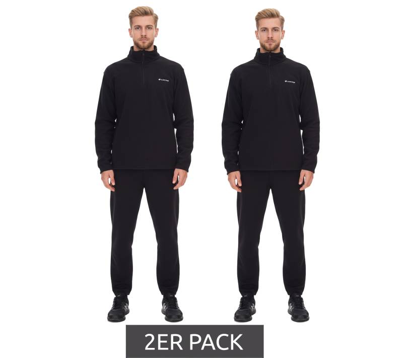 2er Pack LOTTO Herren Fleece-Sweater Trainings-Pullover mit Reißverschluss Sweat-Zipper MPFX1000NET Schwarz von LOTTO
