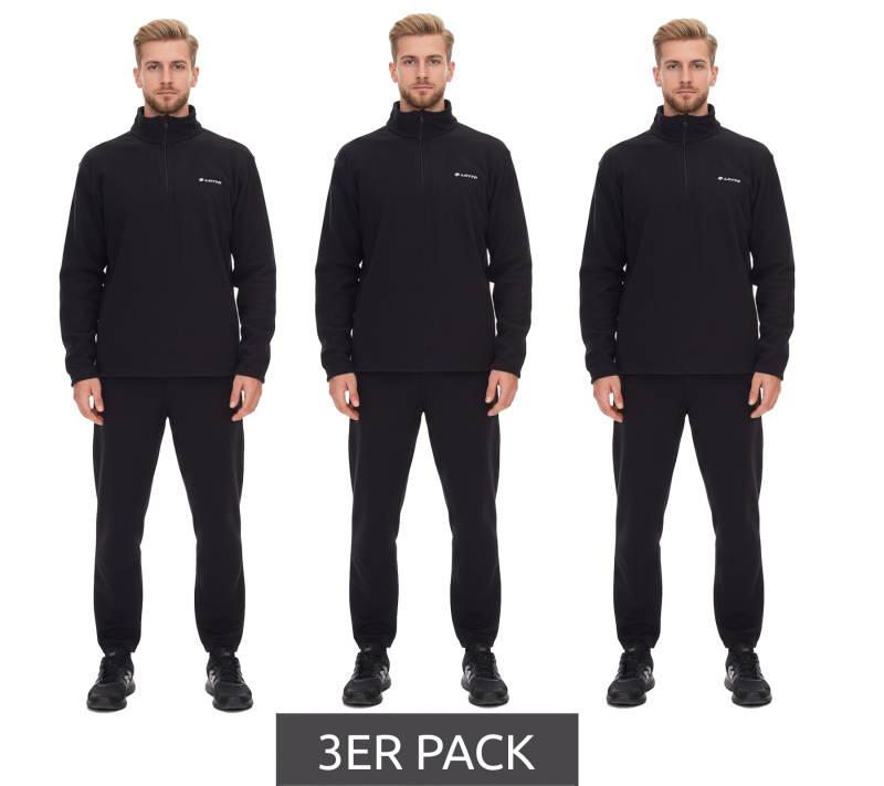 3er Sparpack LOTTO Herren Fleece-Sweater Trainings-Pullover mit Reißverschluss Sweat-Zipper MPFX1000NET Schwarz von LOTTO