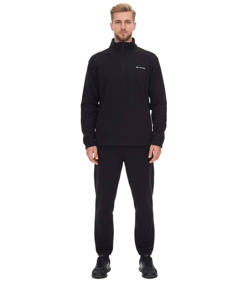 LOTTO Herren Fleece-Sweater Trainings-Pullover mit Reißverschluss Sweat-Zipper MPFX1000NET Schwarz von LOTTO