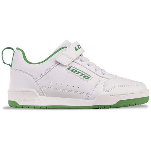Lotto Unisex Kinder Toco Bc Sneaker, White Green, 34 EU Lotto Unisex Kinder Toco Bc Sneaker, White Green, 34 EU von Lotto
