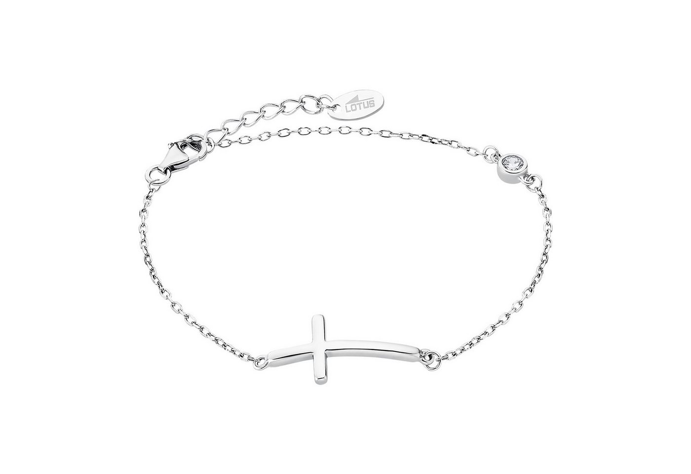LOTUS SILVER Armband LP1918-2/1 Damen-Armkette – Kreuz mit Zirkonia – Silber, 16 + 3 cm von LOTUS SILVER
