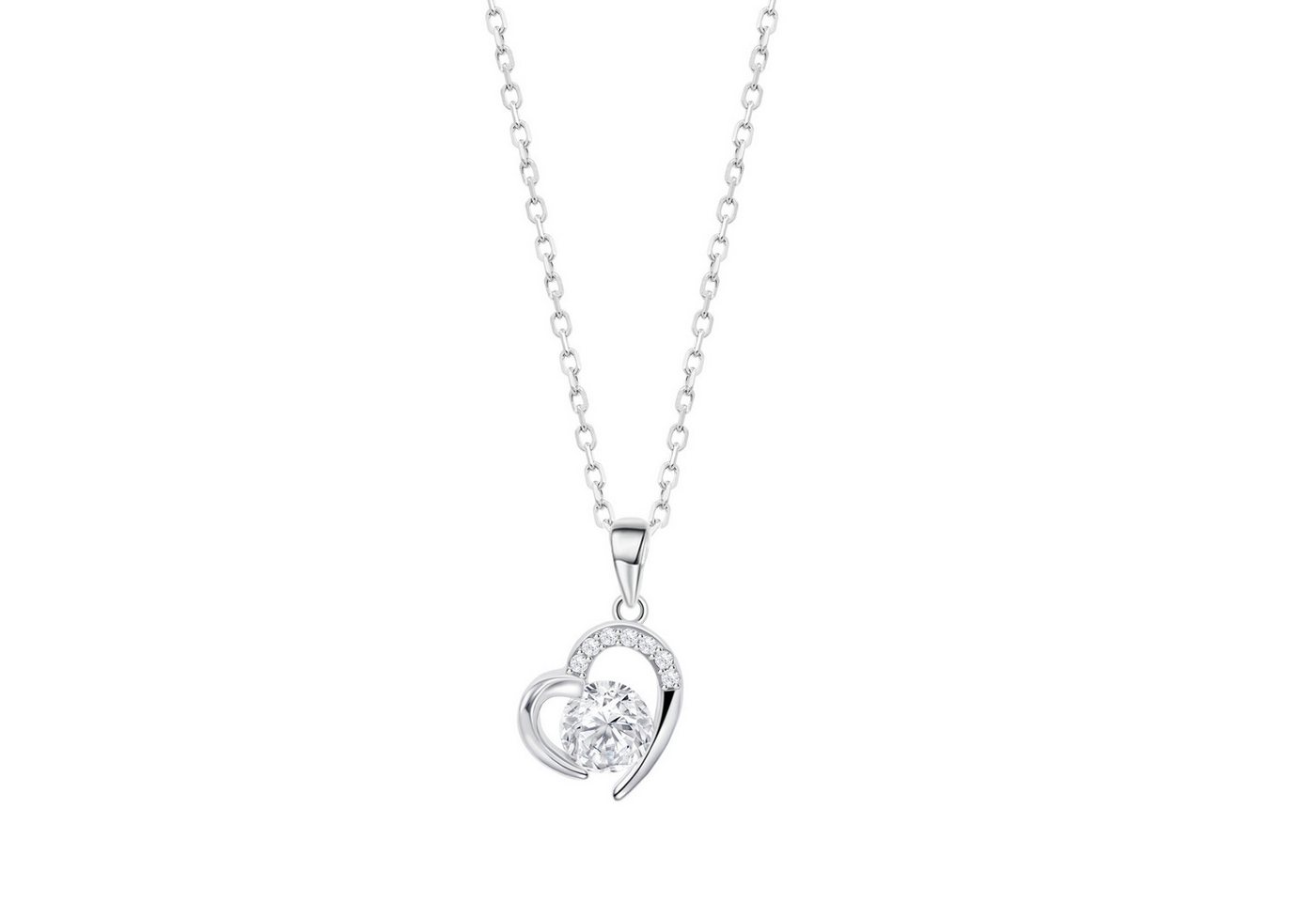 LOTUS SILVER Kette mit Anhänger LP3106-1/1 Damen-Halskette – Herzanhänger mit Zirkonia, 42 + 2,5 cm von LOTUS SILVER