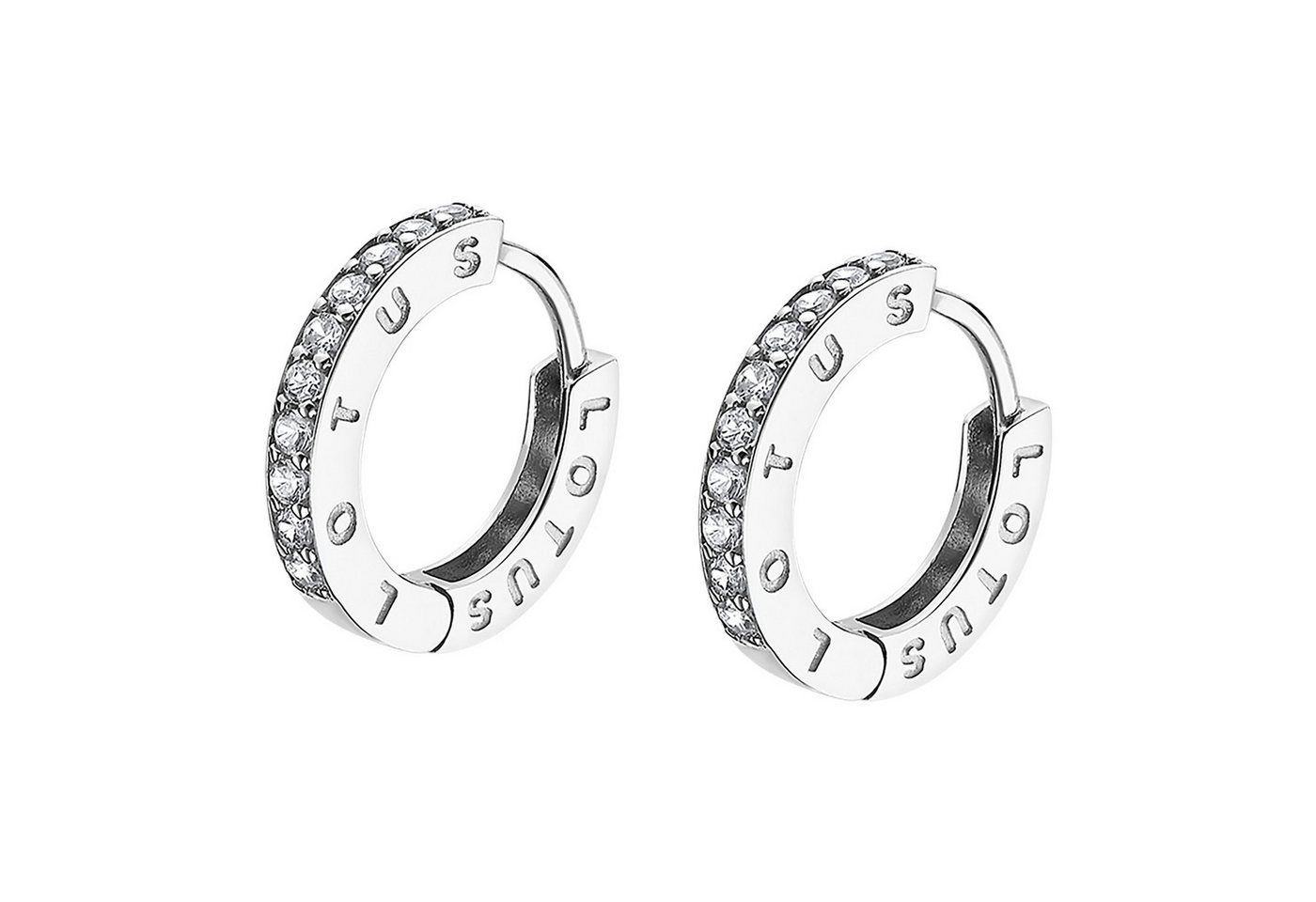 LOTUS SILVER Klappcreolen LP1887-4/1 Damen-Creolen – Silberfarben, mit Zirkonia, 15 mm von LOTUS SILVER