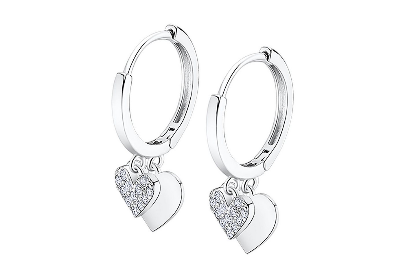 LOTUS SILVER Klappcreolen LP3274-4/1 Damen-Creolen – Herz-Anhänger mit Zirkonia, Ø 13 mm von LOTUS SILVER