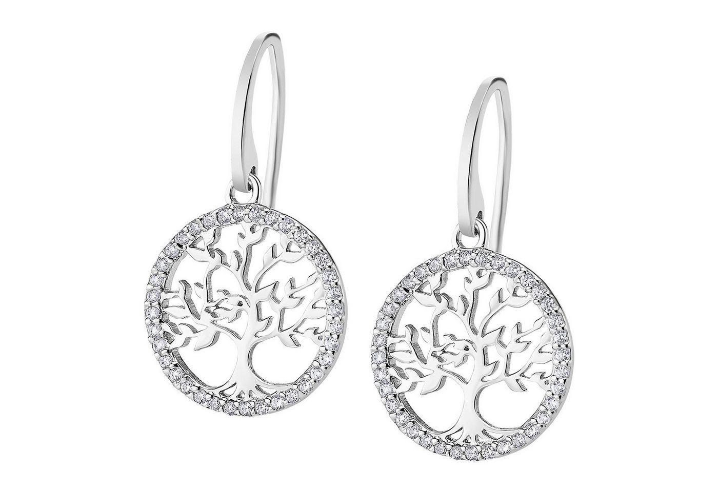 LOTUS SILVER Ohrhänger-Set LP1746-4/1 – Tree of Life – 925er Silber & Zirkonia – 15 mm von LOTUS SILVER