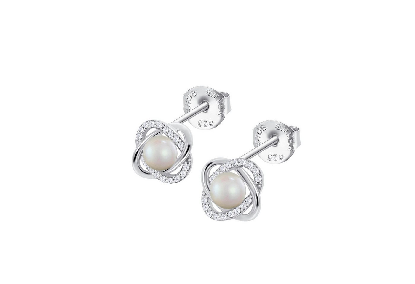 LOTUS SILVER Paar Ohrstecker "Pearls" LP3094-4/1 – Perle & Zirkonia, 925er Silber, 9 mm von LOTUS SILVER