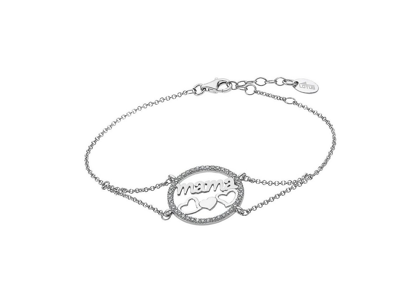 LOTUS SILVER Silberarmband Lotus Silver Mama Herzen Armband (Armband), 925 Sterling Silber Mama, Herzen, Farbe: silber, weiß von LOTUS SILVER