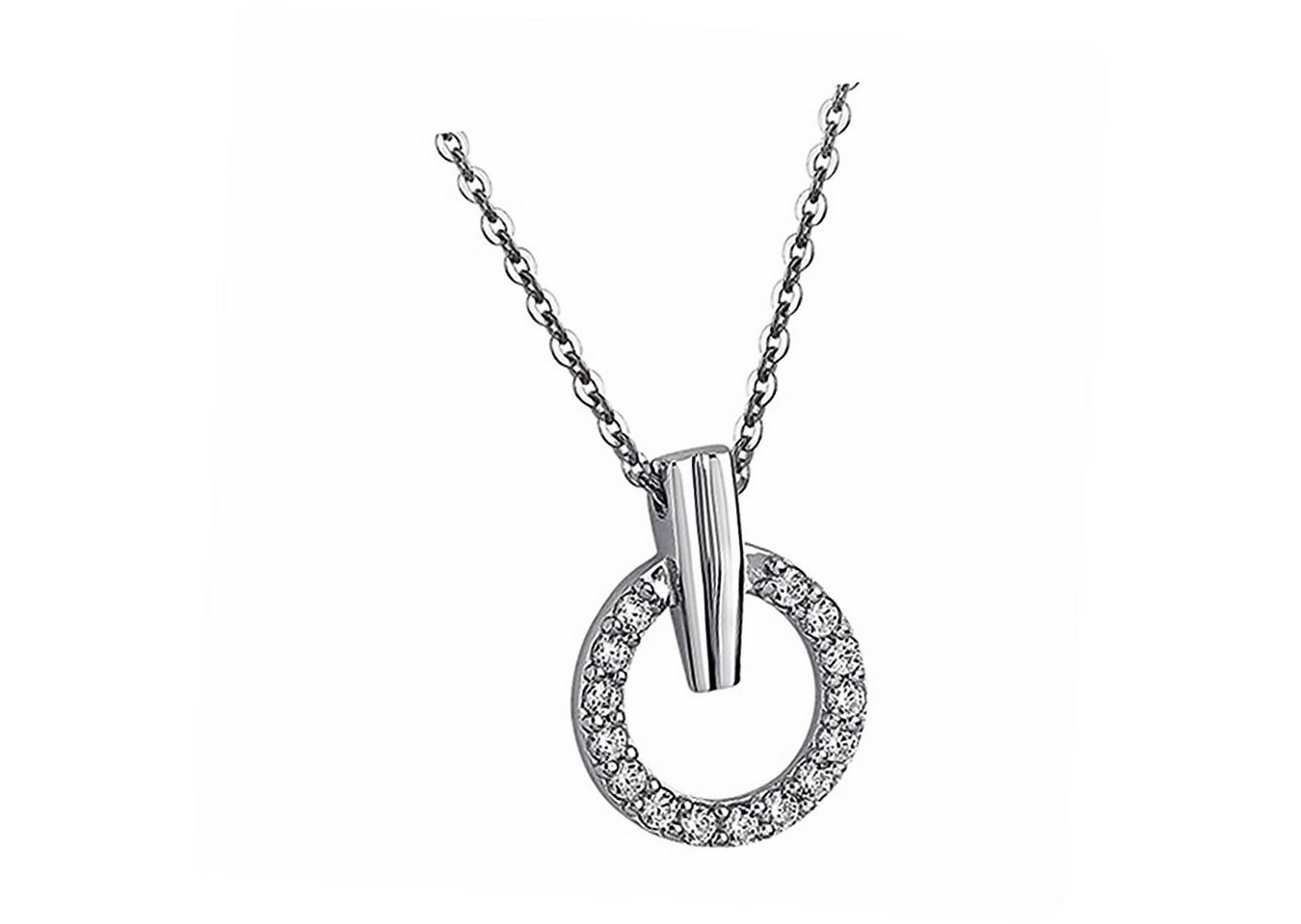 LOTUS SILVER Silberkette Lotus Silver Kreis Halskette, Damen Kette Kreis aus 925 Sterling Silber, silber, weiß von LOTUS SILVER