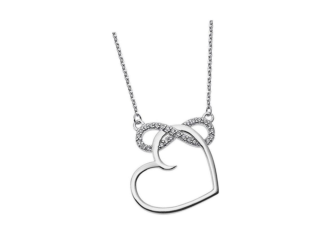 LOTUS SILVER Silberkette Lotus Silver Unendlich Herz Halskette, Halsketten für Damen 925 Sterling Silber, silber, weiß von LOTUS SILVER