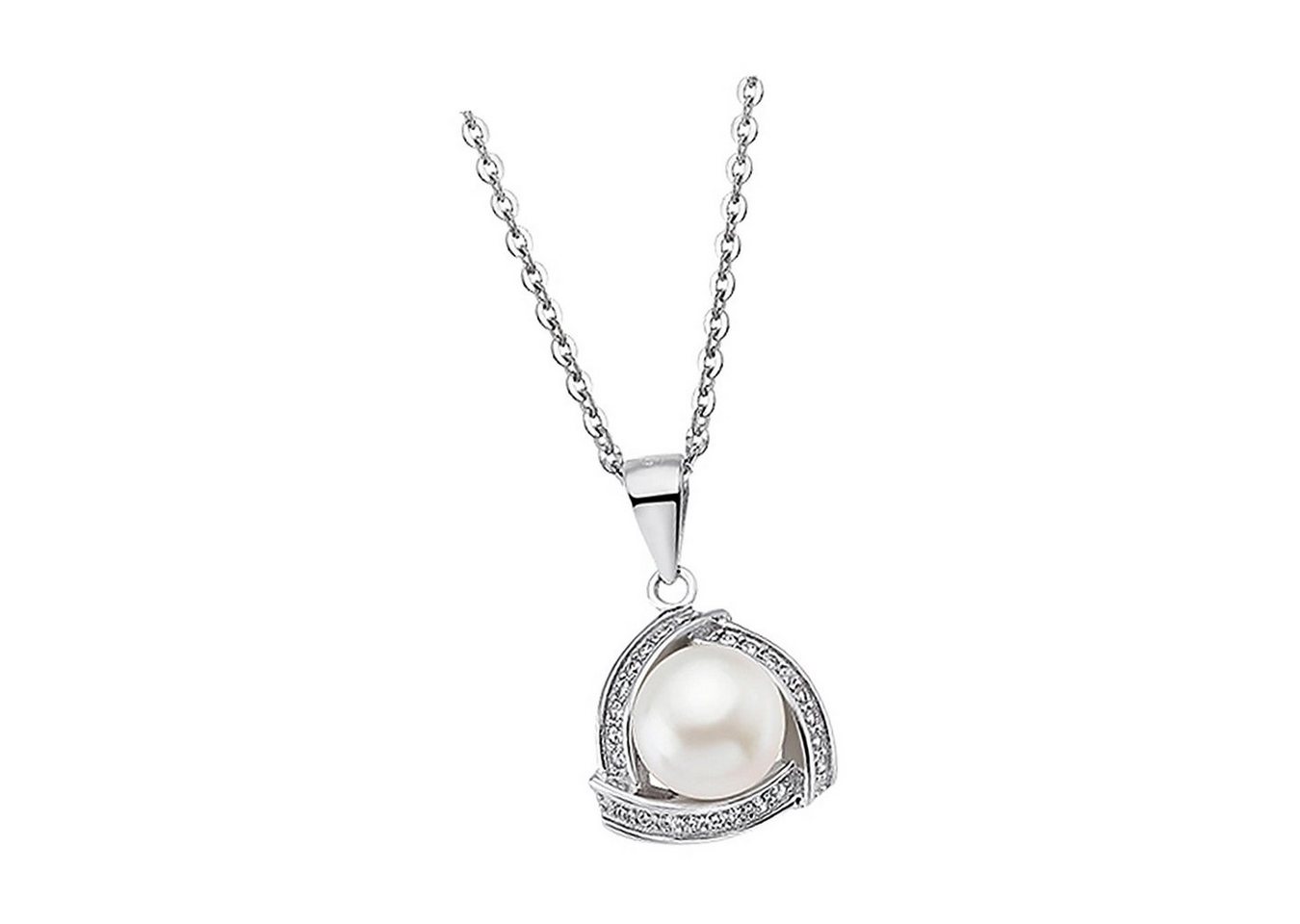 LOTUS SILVER Silberkette Lotus Silver Perle Halskette, Damen Kette Perle aus 925 Sterling Silber, silber, weiß von LOTUS SILVER