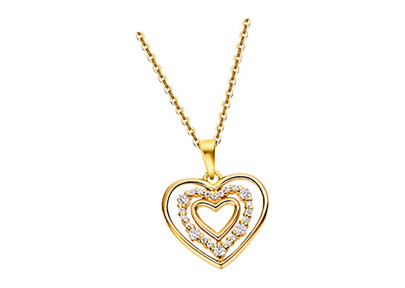 LOTUS SILVER Silberkette LOTUS Silver Halskette Zirkonia Herz (Halskette), Halskette Zirkonia Herz 42cm, 925 Sterling Silber, Farbe: gold, weiß von LOTUS SILVER