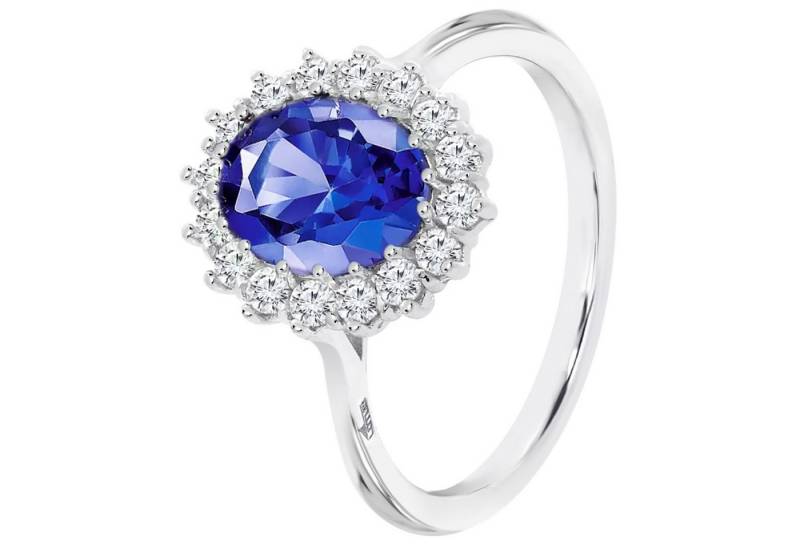 LOTUS SILVER Silberring LOTUS Silver Ring 925 Silber Lotus (Fingerring), Ring Zirkoniastein 925 Sterling Silber, Farbe: silber, blau von LOTUS SILVER