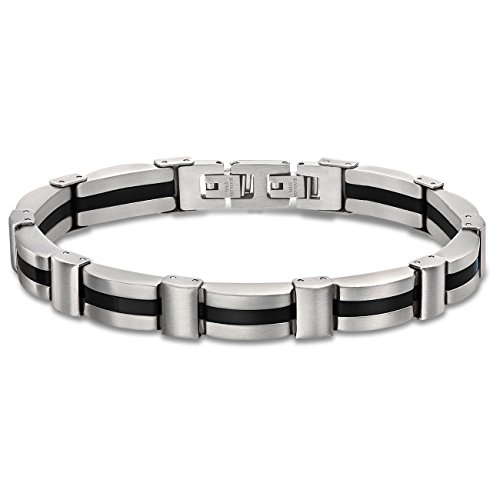 LOTUS STYLE Armband für Herren aus Edelstahl in der Farbe Silber und Schwarz, Länge: 21,5 cm, LS1876-2/2 von Lotus Style