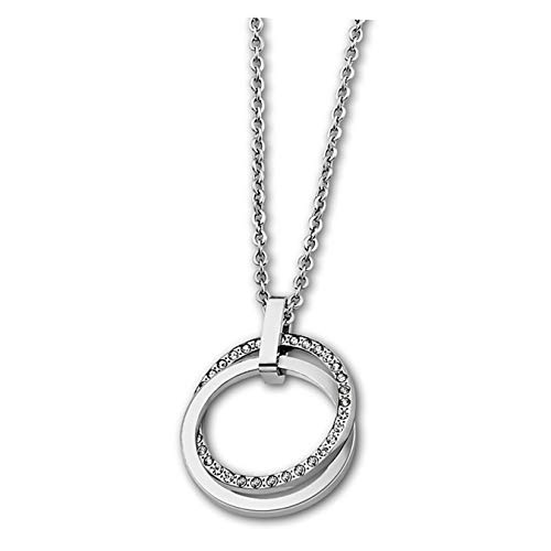 Lotus Style Halskette für Damen aus Edelstahl mit Zirkonia in der Farbe Silber, Durchmesser: 50 cm, LS1780-1/1 von Lotus Style