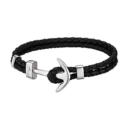 LOTUS STYLE Leder Armband Anker LS1832-2/1 Herren Schmuck schwarz D2JLS1832-2-1 ein schönes Geschenk zu Weihnachten, Geburtstag, Valentinstag für den Mann von LOTUS STYLE