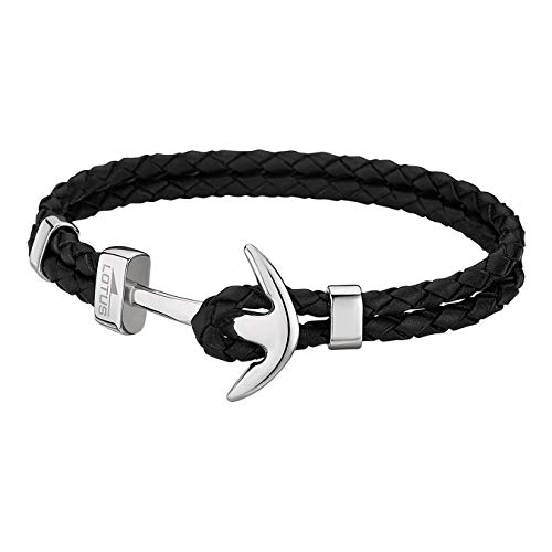 Lotus Style Armband für Herren aus Edelstahl und Leder in der Farbe Silber und Schwarz, Länge: 21,5 cm, LS1832-2/1 von Lotus Style