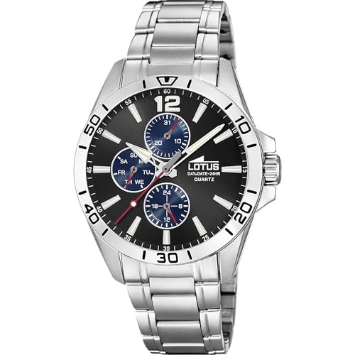 LOTUS Herren Chronograph Edelstahl Silber-Schwarz-Blau, Durchmesser: 42mm, Wasserdichtigkeit: 5 Bar, 18812/2 von LOTUS