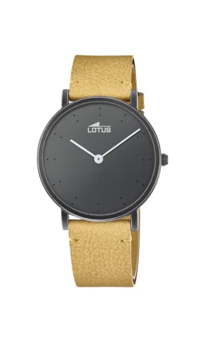 LOTUS Watch, Damenuhr aus Edelstahl und Lederarmband in gelb mit Einer Größe von 38mm und einem schwarzen Ziffernblatt, Edelstahlgehäuse, 5Bar, 18780/2 von LOTUS