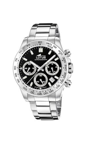 LOTUS Herren Armbanduhr aus Edelstahl in der Farbe Silber-Schwarz 43mm, Wasserdichtigkeit: 10Bar, 18912/3 von LOTUS