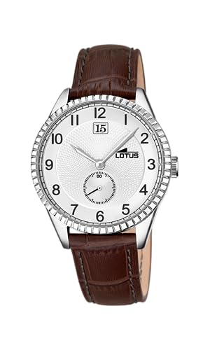 LOTUS Herrenuhr 18322/E Outlet Edelstahlgehäuse 316l Silber Lederarmband Braun, silber, Streifen von LOTUS