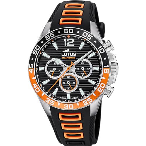 LOTUS Herrenuhr 18950/1 Outlet Gehäuse aus Edelstahl 316L Grau Armband aus schwarzem Gummi, Schwarz von LOTUS