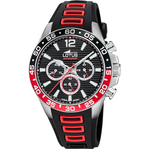 Lotus Herrenuhr 18950/4 Outlet Gehäuse aus Edelstahl 316L Grau Armband aus schwarzem Gummi, Schwarz , Armband von Lotus
