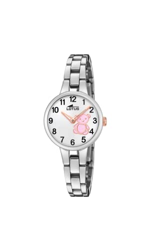 Lotus Kinder Armbanduhr Edelstahl Silber mit Bärchen 25mm von LOTUS