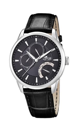 Lotus Uhr Für Herren 15974/4 Outlet Silber Edelstahl Case SchwarzLeder Band von LOTUS