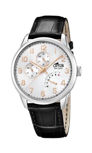 Lotus Uhr Für Herren 15974/E Outlet Silber Edelstahl Case SchwarzLeder Band von LOTUS