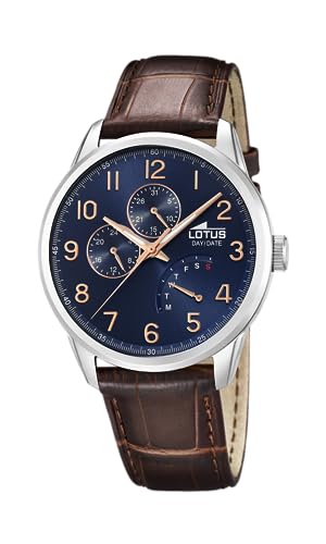Lotus Uhr Für Herren 15974/F Outlet Silber Edelstahl Case BraunLeder Band von LOTUS