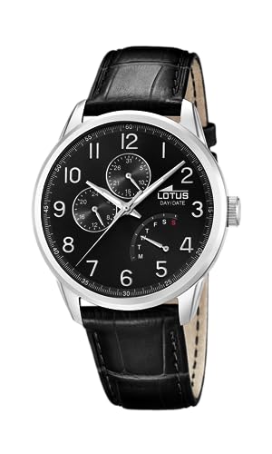 Lotus Uhr Für Herren 15974/G Outlet Silber Edelstahl Case SchwarzLeder Band von LOTUS
