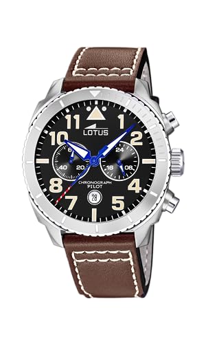 Lotus Uhr Für Herren 18705/3 Outlet Silber Edelstahl Case BraunLeder Band von LOTUS