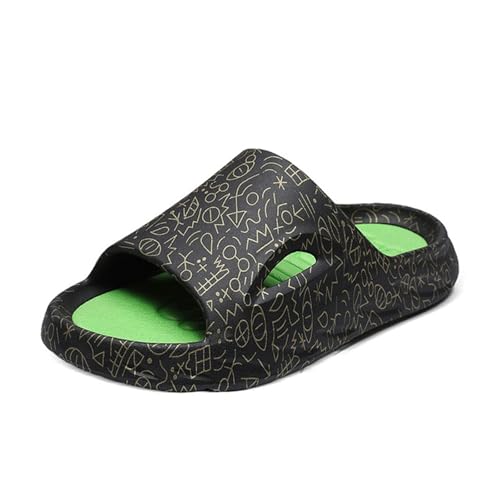 LOTUSTAR Cloud Slides für Damen und Herren, coole Kissen-Hausschuhe, rutschfest, Dusche, Badewanne, Plattform, Schaumstoff-Sandalen für drinnen und draußen, Haus, Pool, Schwarzes Gekritzel, 10.5-11.5 von LOTUSTAR