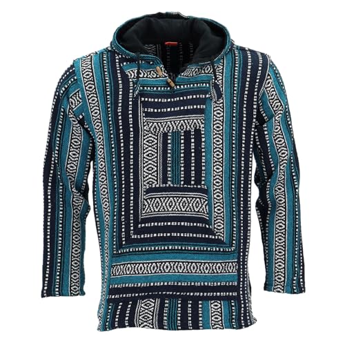 LOUDelephant Baja Kapuzenpullover aus gewebter Baumwolle, blau / weiß, S von LOUDelephant