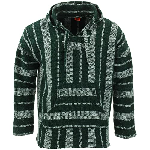 LOUDelephant Recycelter mexikanischer Baja Jerga Hoody True Size M-4XL, Schwarz Grün Grau, L von LOUDelephant