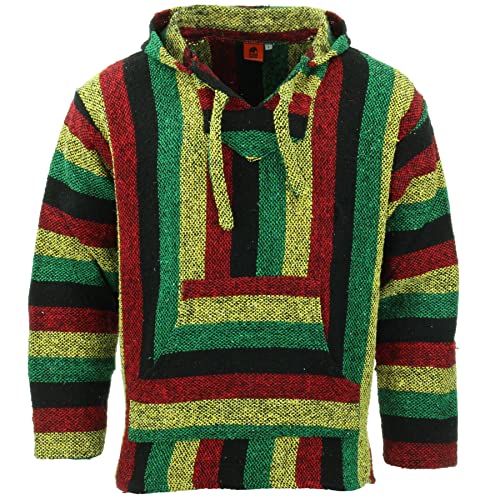 LOUDelephant Recycelter mexikanischer Baja Jerga Hoody True Size M-4XL, rasta, L von LOUDelephant