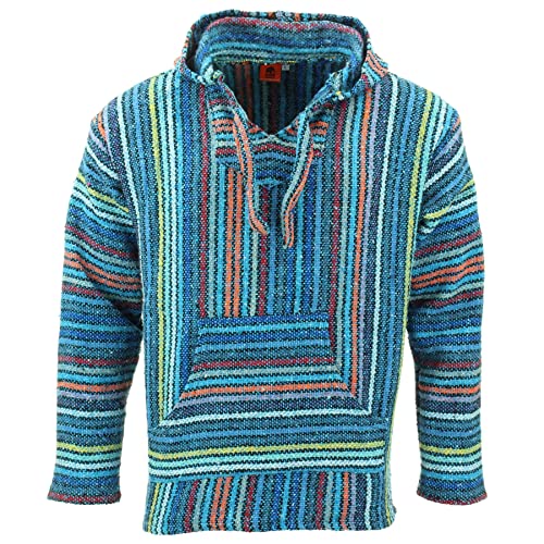 LOUDelephant Recycelter mexikanischer Baja Jerga Hoody True Sizing M-4XL, Dünne Streifen, mehrfarbig, M von LOUDelephant