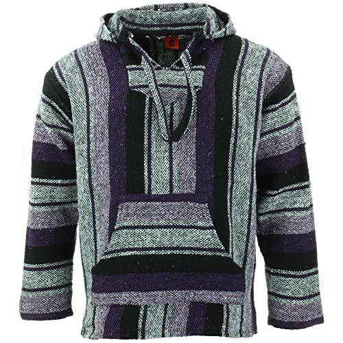 LOUDelephant Recycelter mexikanischer Baja Jerga Hoody True Size M-4XL, Lila-Mix, L von LOUDelephant