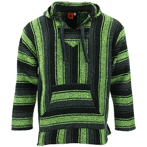 LOUDelephant Recycelter mexikanischer Baja Jerga Hoody True Size M-4XL, neon green, XL von LOUDelephant