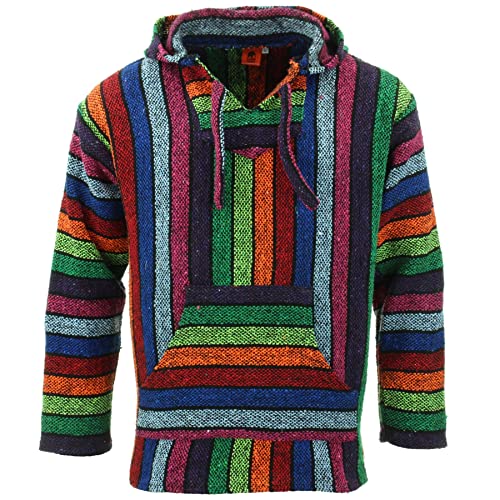 LOUDelephant Recycelter mexikanischer Baja Jerga Hoody True Size M-4XL, regenbogenfarben, 4X-Large von LOUDelephant