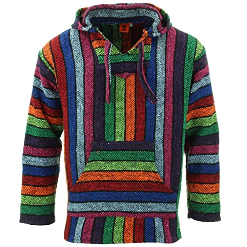 LOUDelephant Recycelter mexikanischer Baja Jerga Hoody True Size M-4XL, regenbogenfarben, XXL von LOUDelephant