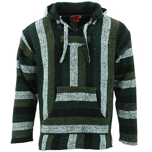 LOUDelephant Recycelter mexikanischer Baja Jerga Hoody True Size M-4XL, Grün mix, 4X-Large von LOUDelephant